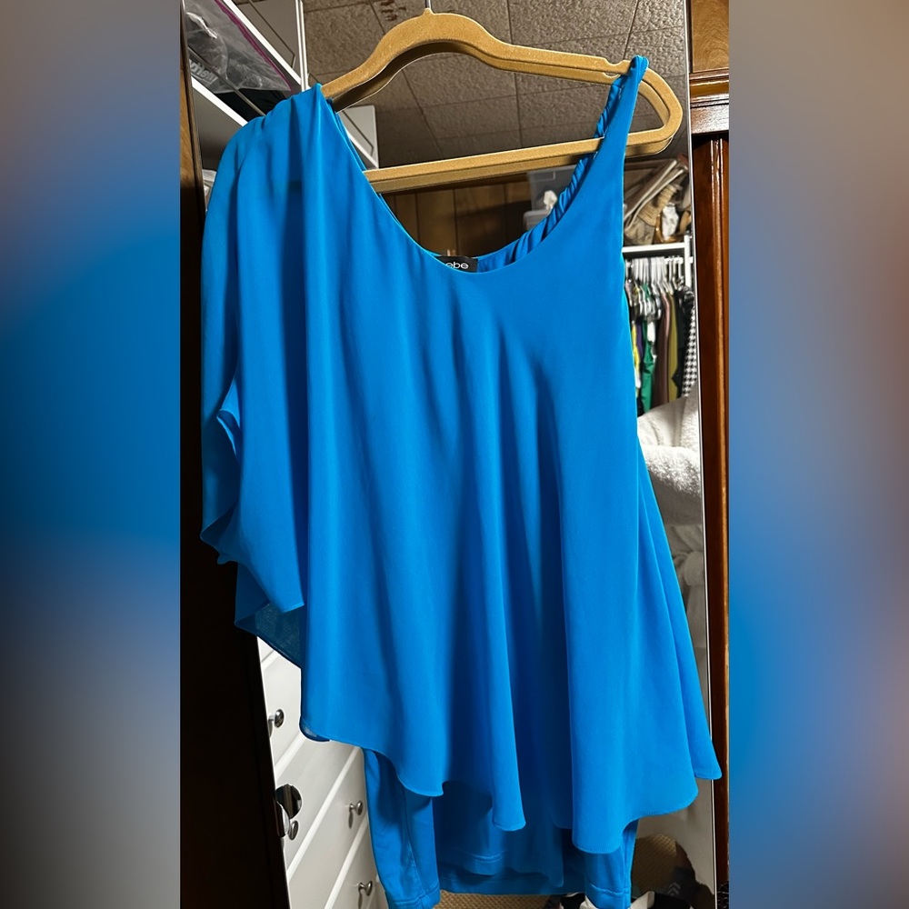 bebe Electric Blue One-Shoulder Cocktail Dress